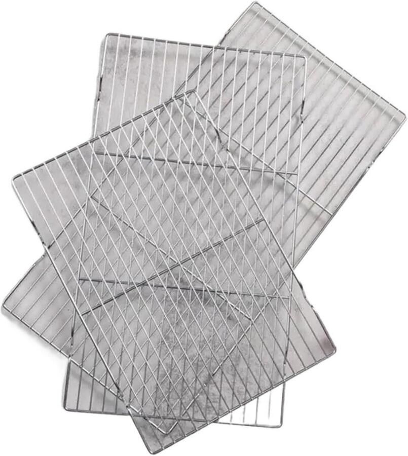 BBQ Grillrooster Grillmat Barbecue Buiten Koken Roestvrij Staal 20.5 x 41 cm Zilver