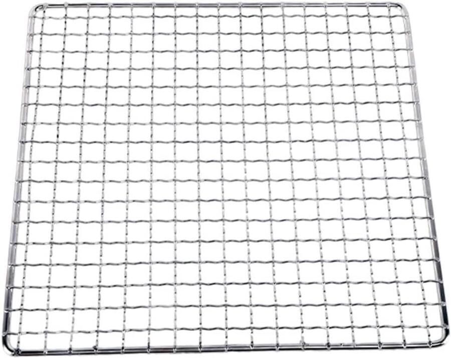 BBQ Grillrooster Roestvrij Staal Outdoor Koken Gelijkmatige Verwarming 40 x 30 cm Zilver