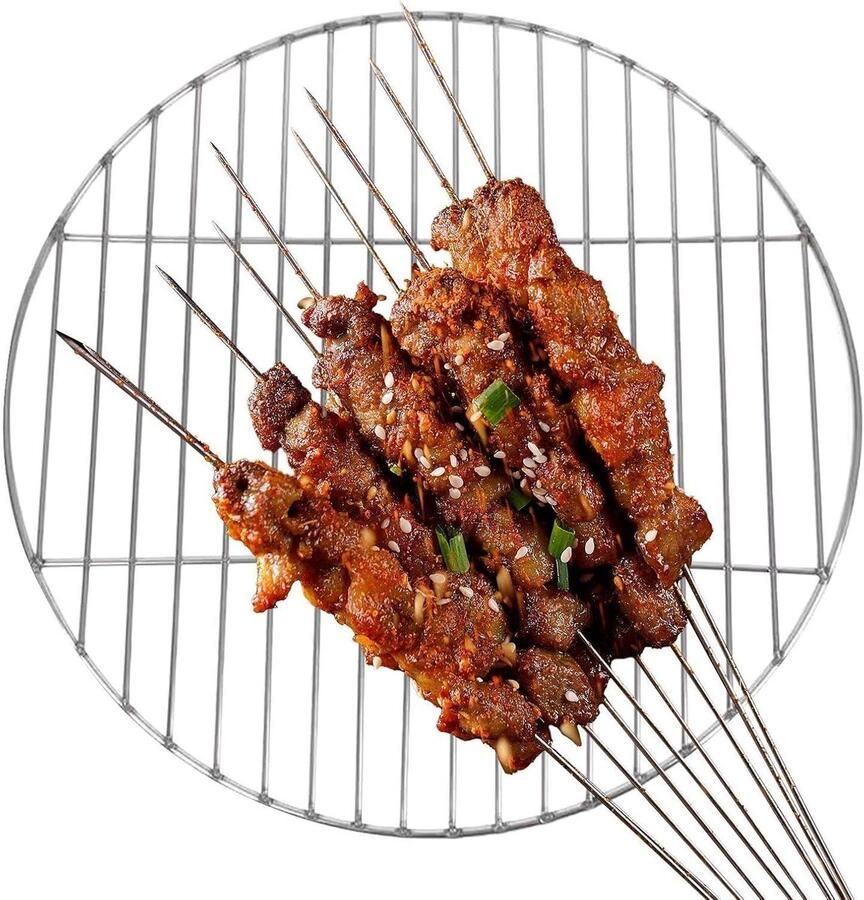 BBQ Grillrooster Rond Rooster Bakplaat Outdoor Grillen Roestvrij Staal 38 cm Zilver