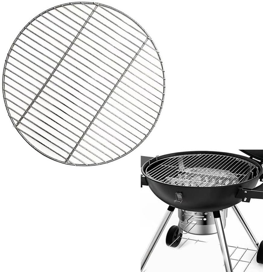BBQ Grillrooster Rond Rooster Buiten Koken Roestvrij Staal 43 cm Doorsnede Zilver