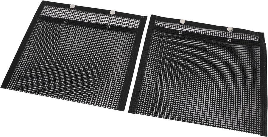 BBQ Grillzakken Herbruikbare grilltassen Groenten grillen Hittebestendig glasvezel 2 stuks Zwart