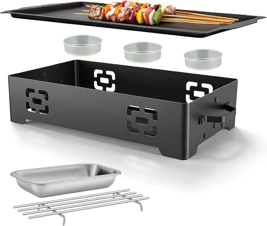 BBQ Hot Plate 37.5 x 20.5 cm Aluminium Grillplaat Warmhoudfunctie Ideaal voor grotere barbecues ShopVlot