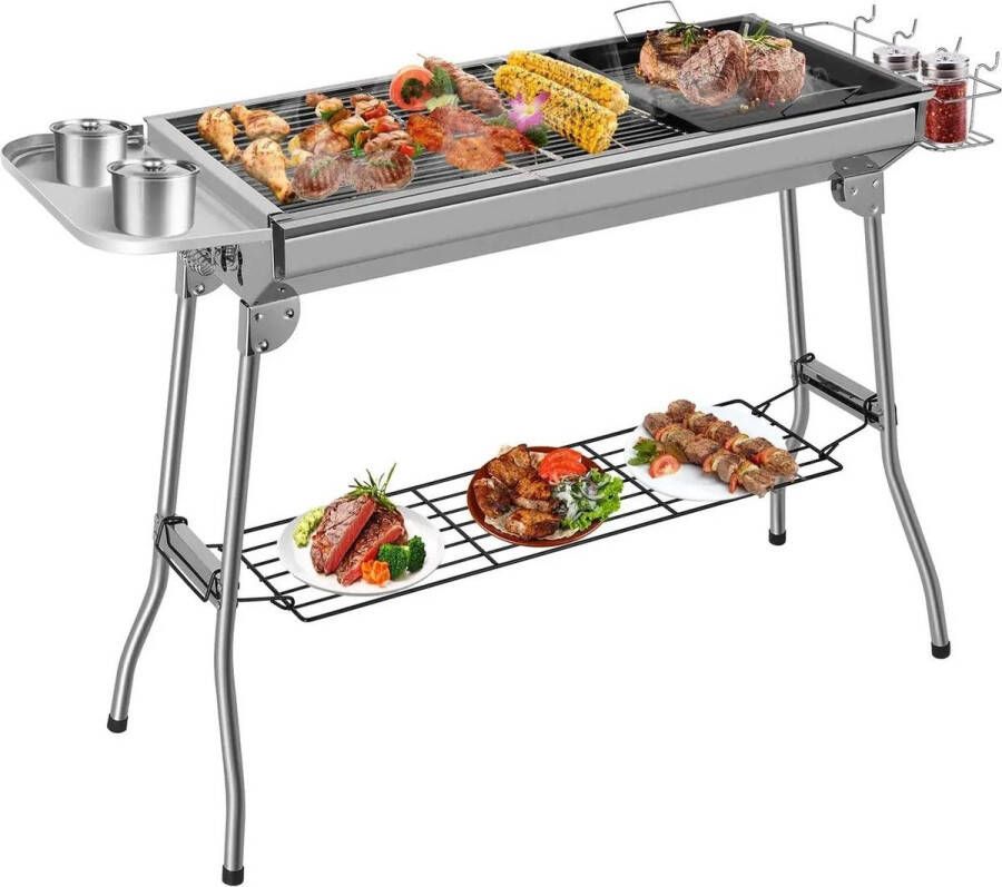 Bbq Houtskool – Houtskoolbarbecues Opvouwbaar RVS 73 x 33 x 72 cm Inclusief BBQ-gereedschap Draagbaar