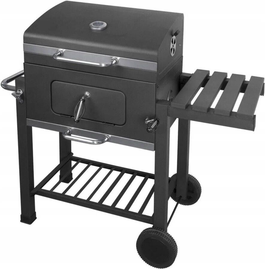 BBQ Houtskool Smoker Barbecue Grill met Zijtafels Wielen en Opbergplank – Draagbare Buitenbarbecue met Rookfunctie Zwaar Gebruik