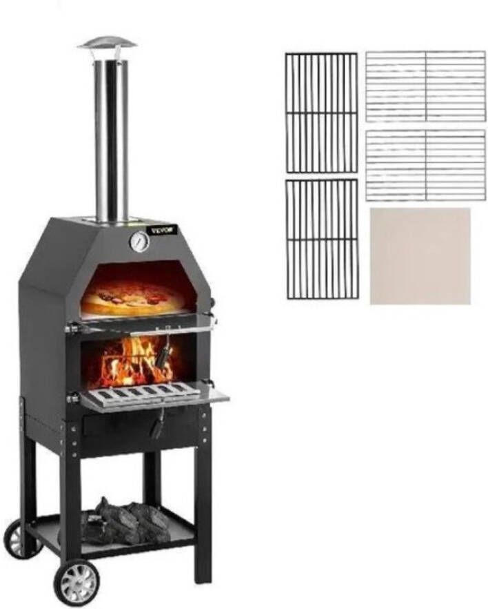 BBQ Luxe BBQ Pizza oven 2 in 1 Houtoven Pizzasteen Houtskool BBQ 45.8x46.4x141.8 cm - Foto 2