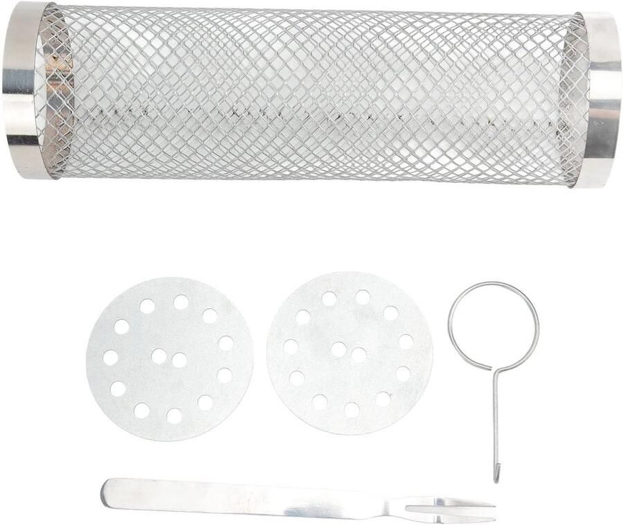 BBQ Mand Grill Cilinder Efficiënt Grillen Rolbaar Ontwerp 29.5 cm Zilver
