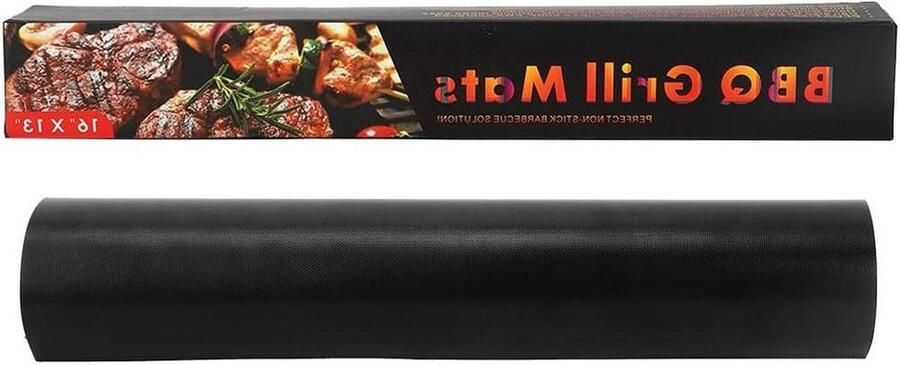 BBQ Mat Grillmat Herbruikbaar Buiten Koken Veelzijdig en Economisch 40x33 cm Zwart