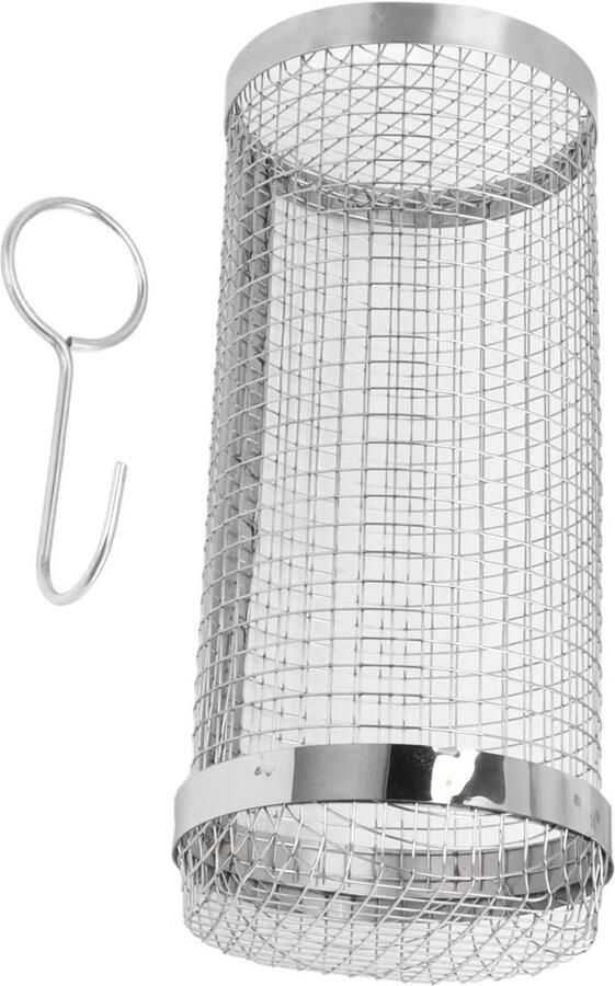 BBQ netbuis Grillmand RVS Eten Bereiden Hittebestendig 20 cm Zilver