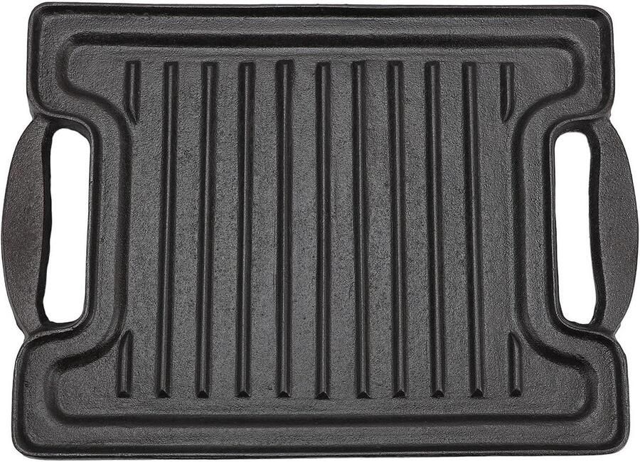 Gietijzeren Bakplaat Grillplaat Buiten Koken Gelijkmatige Verwarming 47 cm Zwart