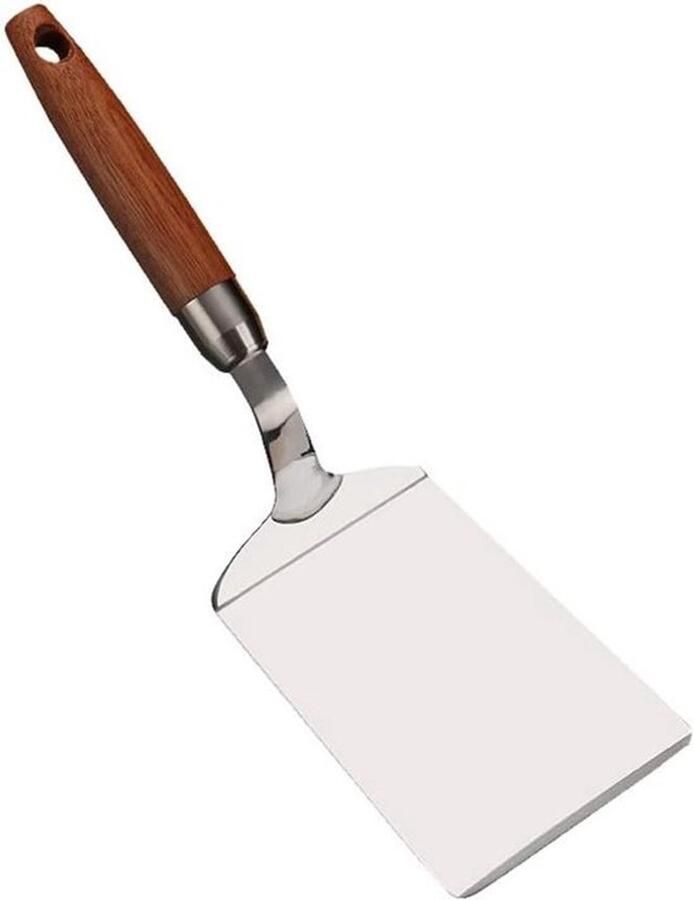 BBQ Plaat Grill Schraper Spatel Pannenkoek Schop Biefstuk Bakken Glad Oppervlak Zonder Bramen 28.5x8.5cm Zilver