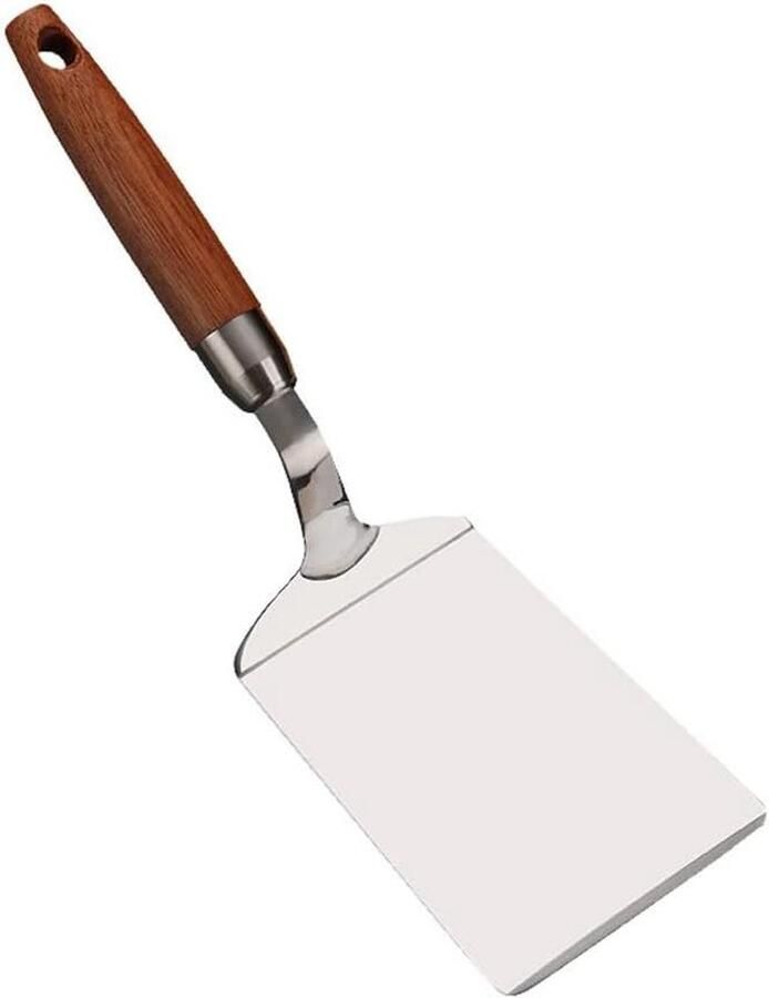 BBQ Plaat Grill Schraper Spatel Pannenkoek Schop Biefstuk Bakken Glad Oppervlak Zonder Bramen 28.5x8.5cm Zilver