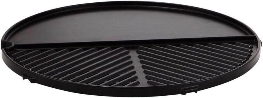 BBQ Plancha Grillplaat Buiten Koken Half Grill Half Plancha 38 cm Diameter Zwart