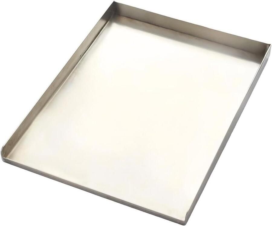 BBQ Plancha Plaat Grillplaat RVS Buiten Koken Met Opstaande Rand 43x32x3cm Metallic Grijs