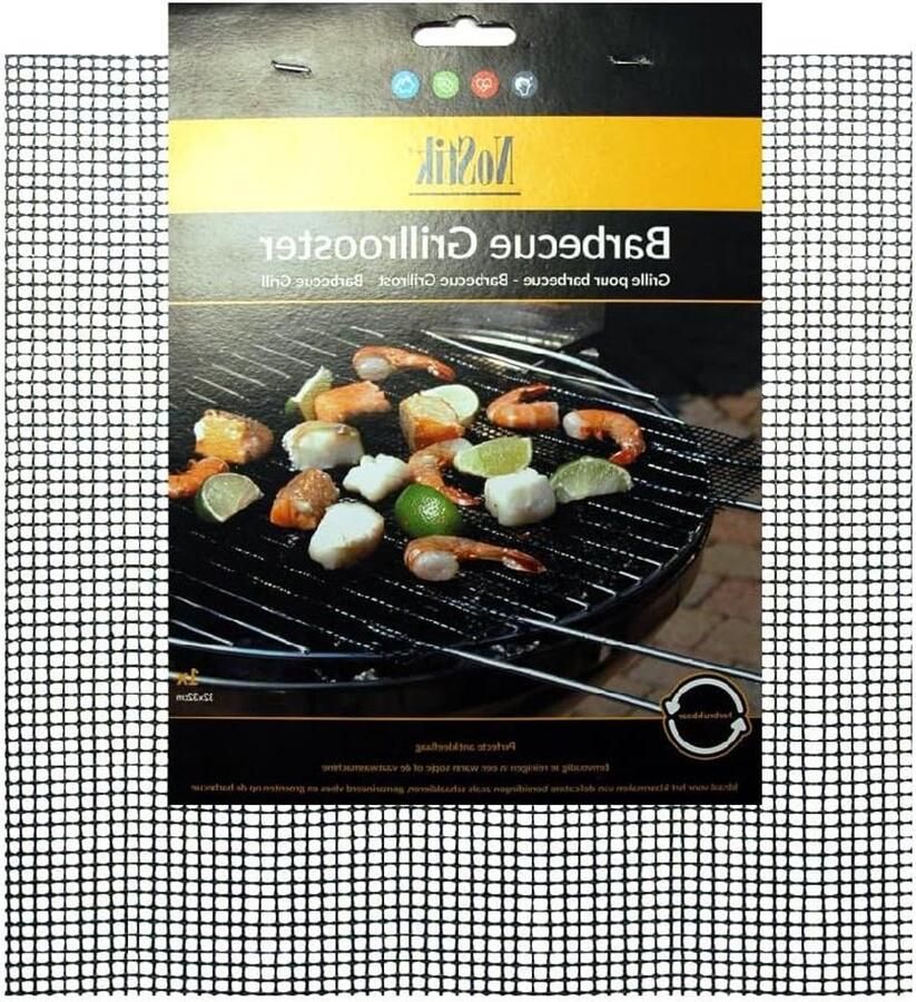 BBQ rooster Grillmat Zorgeloos grillen Anti-aanbaklaag 32x32cm Blauw