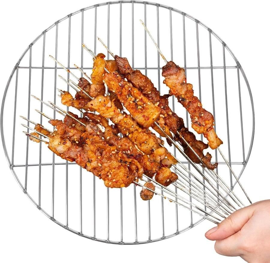 BBQ Rooster Grillplaat Bakplaat Buiten Koken Draagbaar Roestvrij Staal 33 cm Diameter