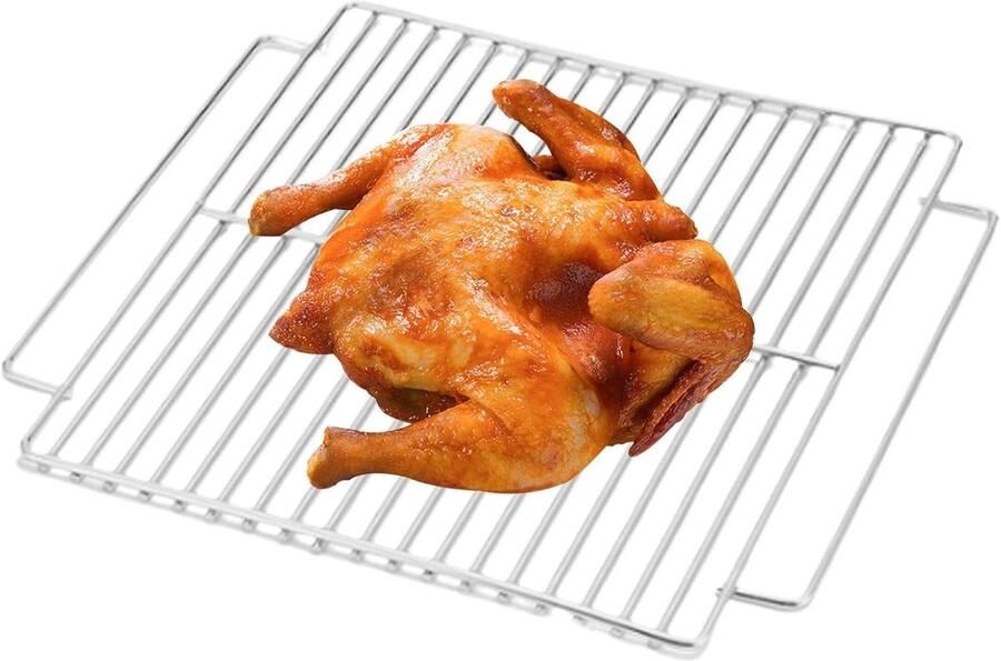 BBQ Rooster Grillplaat Buiten Koken Herbruikbaar Materiaal 24 x 20 cm Zilver