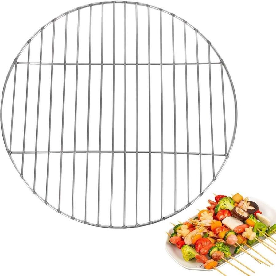 BBQ rooster Grillnet rond Buiten koken Roestvrij staal 34 cm Zilver