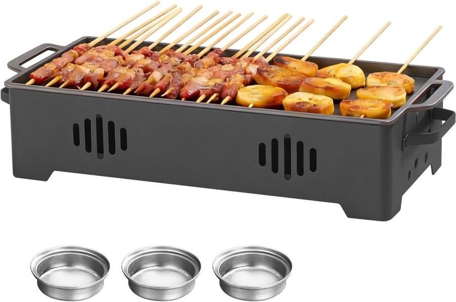 BBQ-verwarmingsplaat Zwart Antiaanbaklaag van Aluminium Voedselverwarmer voor Barbecues en Tuinfeesten
