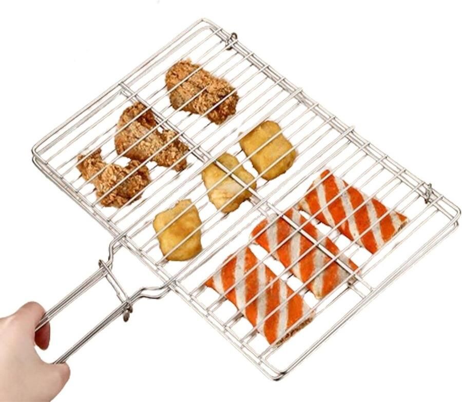 BBQ Vis grillmand Buiten grillmand Gelijkmatig Grillen Roestvrijstaal Ontwerp 41 x 346 cm Zilver