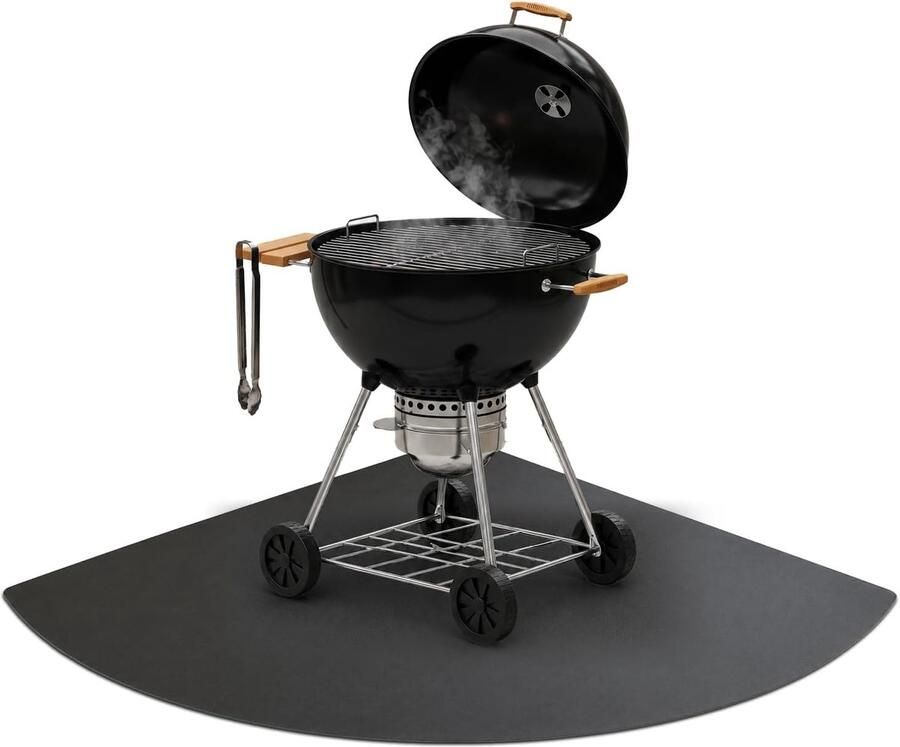 BBQ Vloerplaat Bodemplaat Grill Terras Beschermen Kwartronde Vorm 100x100 cm Mat Zwart