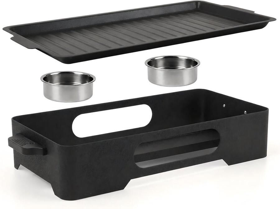 BBQ Warmhoudplaat Grill Verwarmer Buffet en Camping Antiaanbaklaag 36 cm Zwart