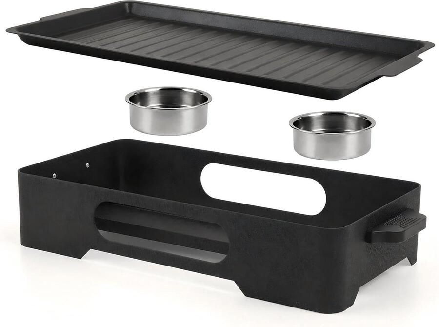 BBQ Warmhoudplaat Grill Verwarmer Buffet en Camping Antiaanbaklaag 36 cm Zwart