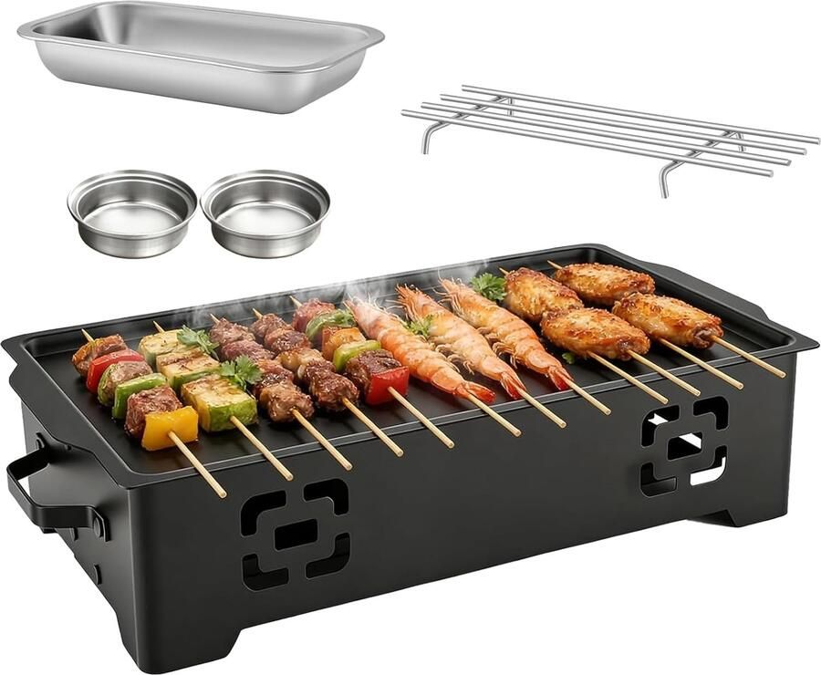 BBQ-warmhoudplaat warmhoudoven voor grillwaren met antiaanbakplaat warmhoudplaat grillgerechten met aluminium grill-verwarmingsplaat en houtskoolschaal verwarming met kolen kaarsen
