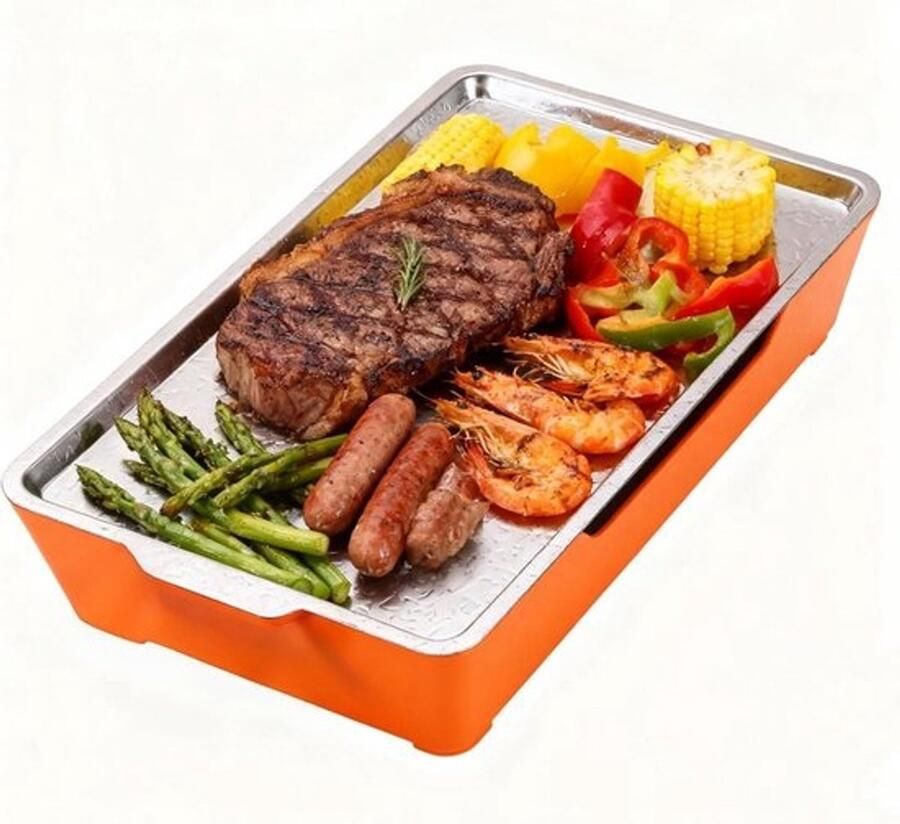 BBQ Warmhoudplank voor Vlees – Afneembare RVS Warmteplank voor Grillen en Feestjes