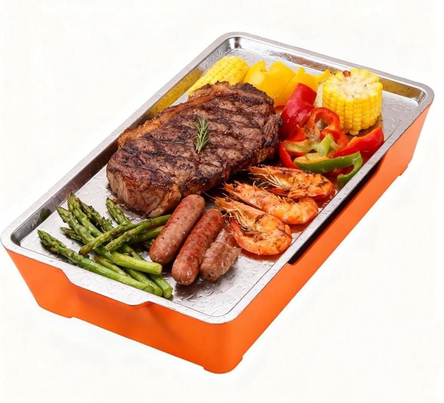 BBQ Warmhoudplank voor Vlees – Afneembare RVS Warmteplank voor Grillen en Feestjes