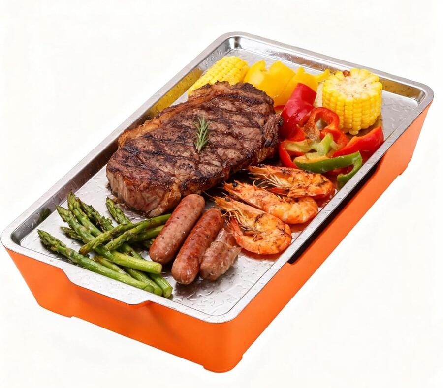 BBQ Warmhoudplank voor Vlees – Afneembare RVS Warmteplank voor Grillen en Feestjes