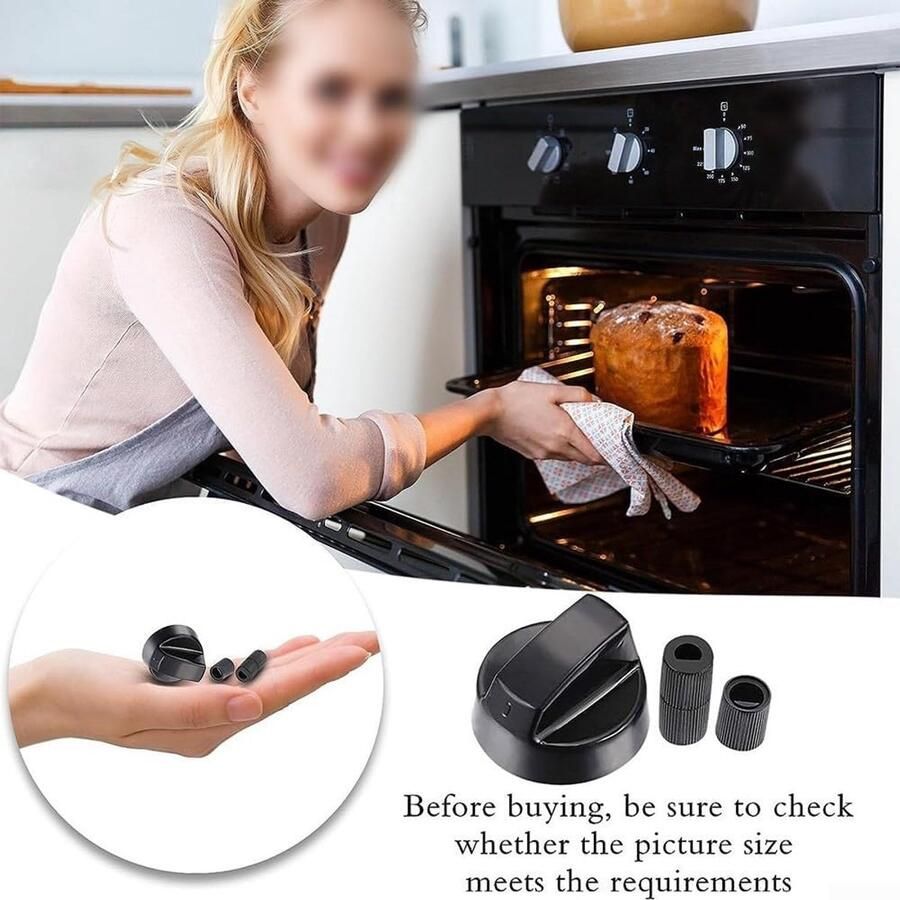 Bedieningsknoppen Fornuis Schakelplaten Oven Apparaat Reparatie Veelzijdige Compatibiliteit 4 stuks met 12 adapters Zwart