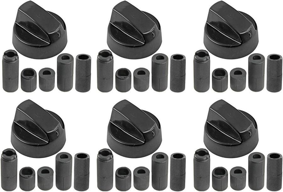 Bedieningsknoppen Oven Knoppen Set Apparaat Repareren Universele Pasvorm 6 Stuks Zwart