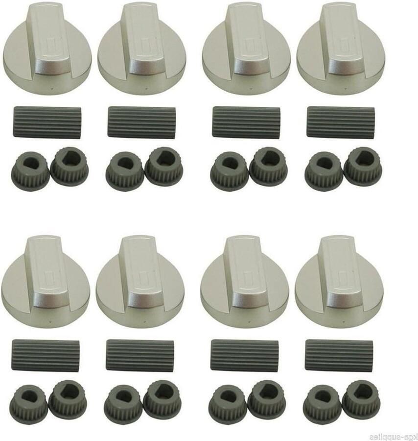 Bedieningsknoppen Oven Knoppen Set Apparaten Repareren Universele Pasvorm 8 stuks Zilver