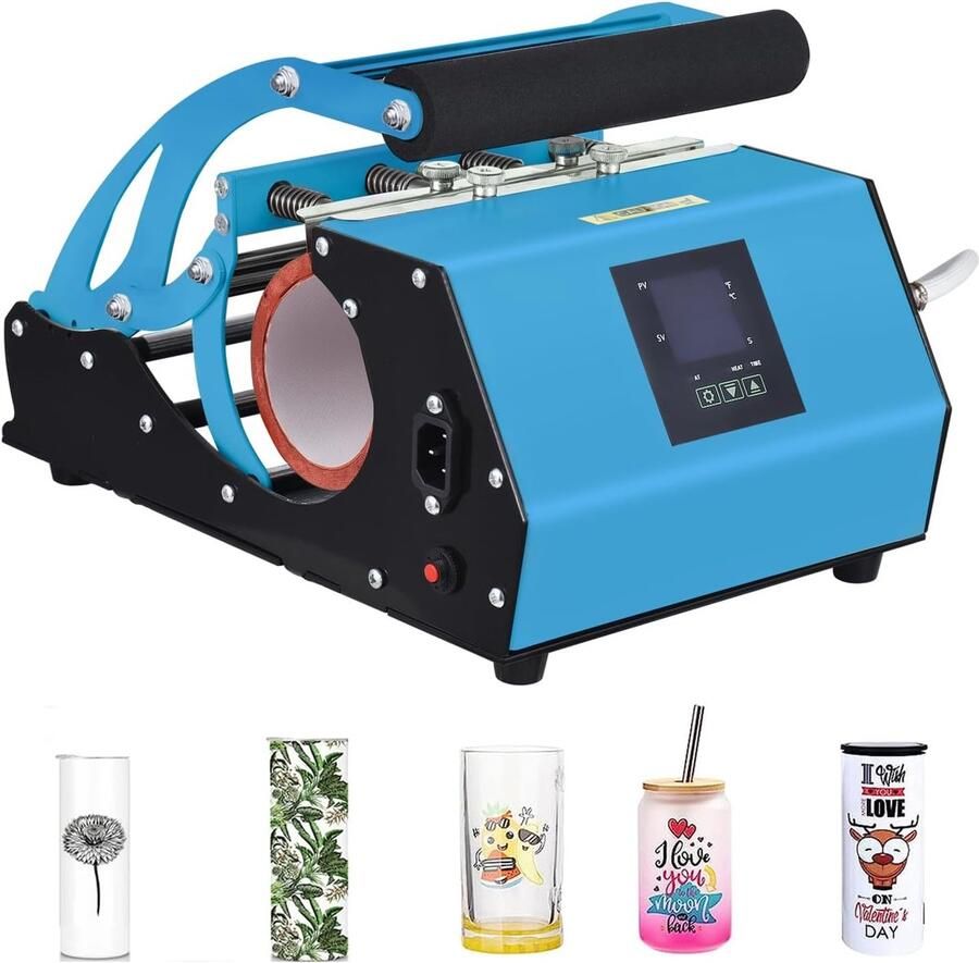 Beker Hittepers Sublimatie Machine DIY Bekers Maken Digitale Instellingen 11-20 oz Blauw
