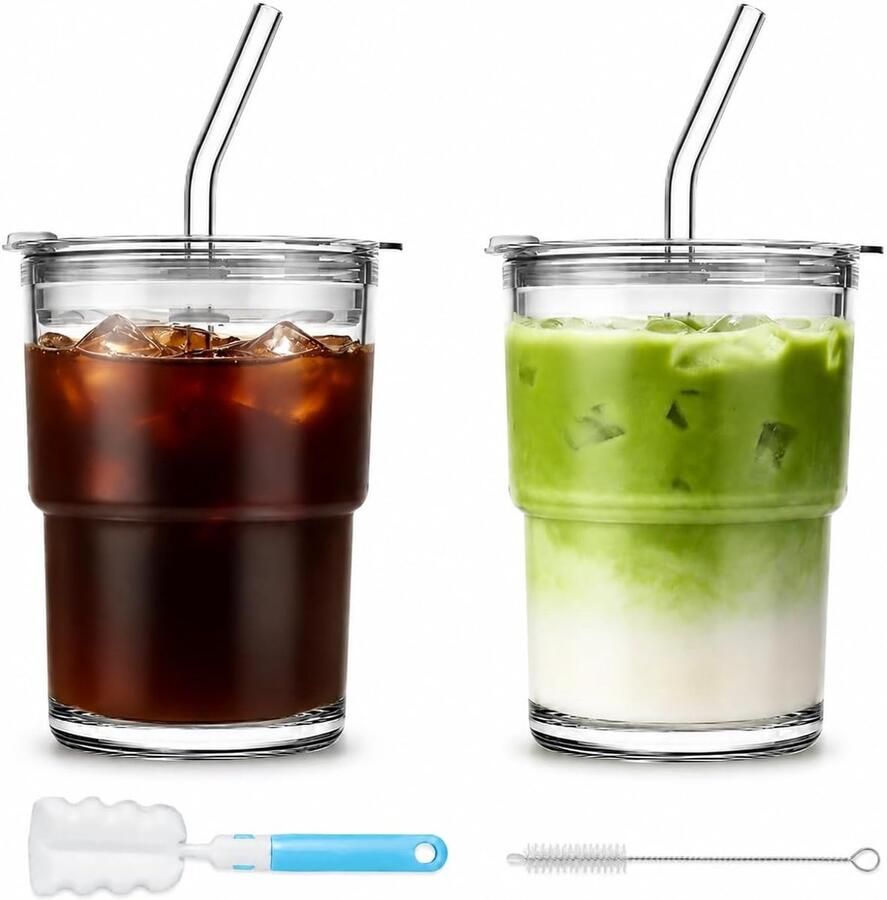 Beker met deksel en rietje voor ijskoffie en matcha (2 380ml)