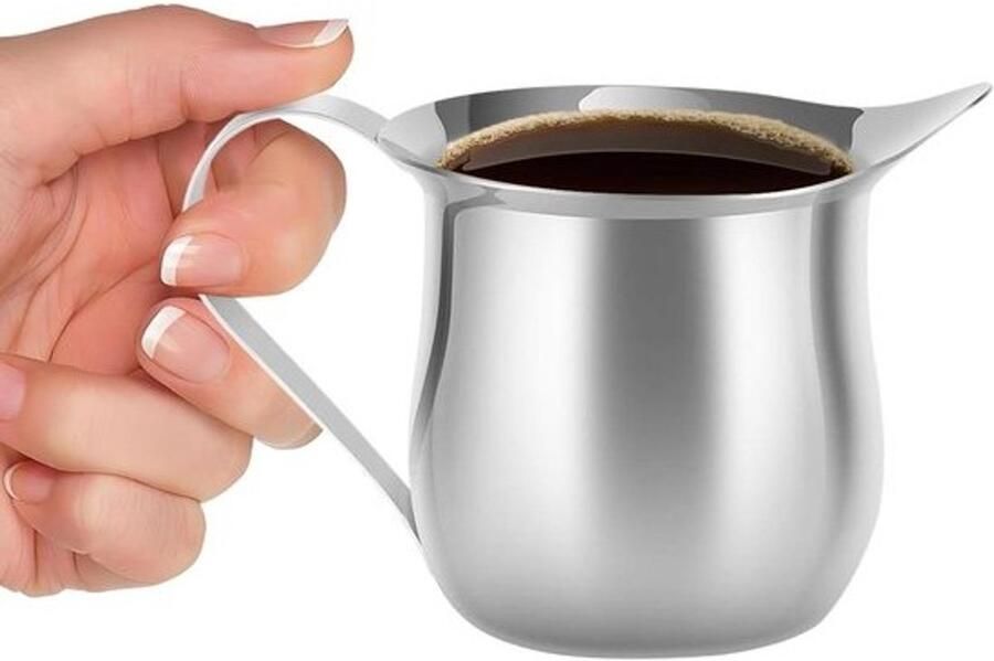 Beker voor melkopschuimer Melkkan voor opschuimen Voor latte art Ontwerp van roestvrij staal 240 ml Zilver