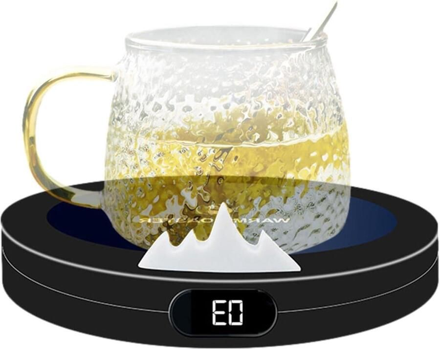 Bekerwarmer Drankwarmer Plaat Dranken Warm Houden Drie Temperatuurstanden 13 cm Diameter Zwart