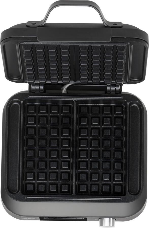 Belgisch Wafelijzer met LCD-Display Dubbel Wafelijzer 2200 W 6 Bruiningsniveaus Anti-aanbaklaag Extra Diepe Verwarmingsplaten 17 x 9 x 2 cm Zwart Zilver CR3086 - Foto 2