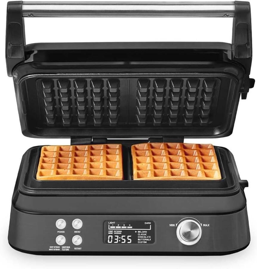 Belgisch wafelijzer Wafelmaker Luxe wafels bakken 5 bakprogramma's 1600 watt Zwart
