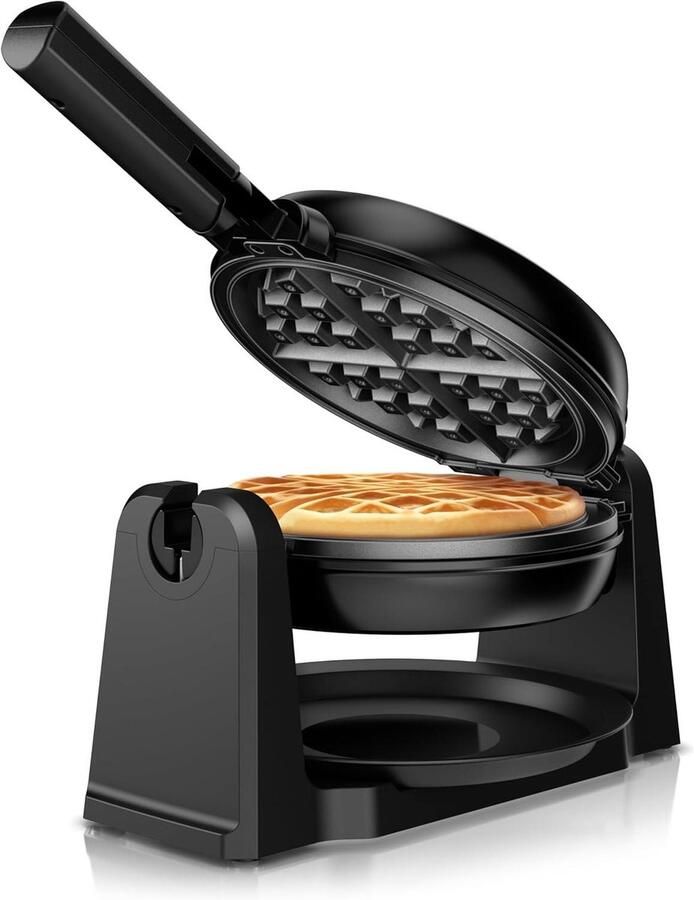 Belgisch Wafelijzer Wafelmaker Thuis Wafels Bakken Draaifunctie 1000 Watt Zwart Zilver