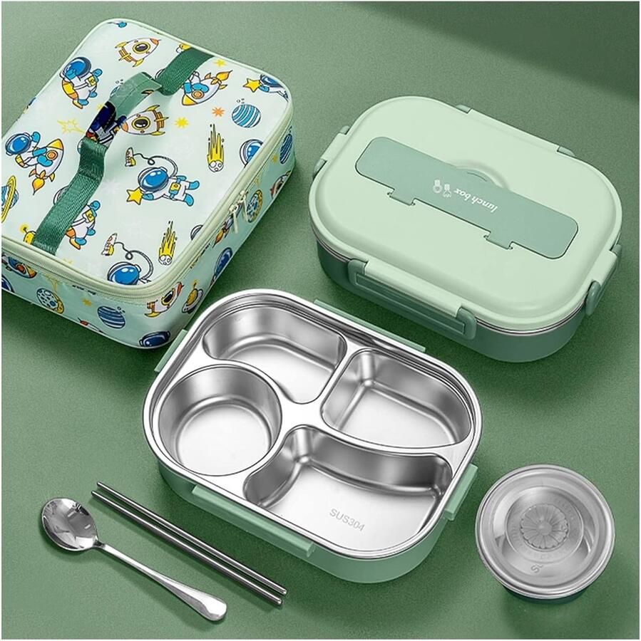Bento Lunchbox Maaltijdcontainer Warme lunches Meerlaags ontwerp 1500ML Groen