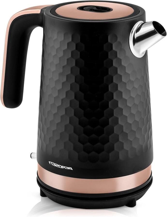 Berdsen Waterkoker met kalkfilter inhoud 1 7 l inhoud 2200 watt pirouetbasis waterkoker stil zilver goud mat