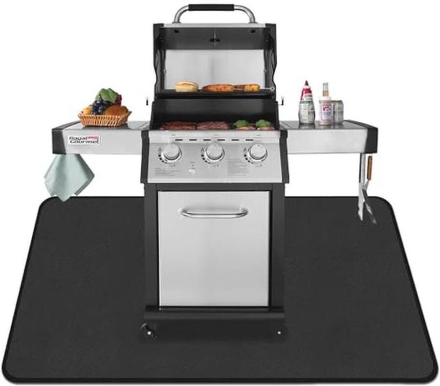 Beschermende grillmat 152 x 91 cm Wasbare vloermatten voor BBQ terras en dek
