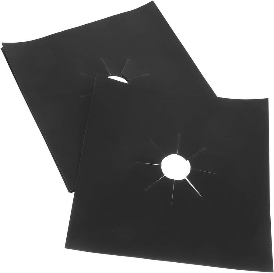 Beschermmat Gasfornuis Kookplaat Mat Keuken Schoonhouden Olie en Vlekbestendig 8 Stuks 27cm Zwart