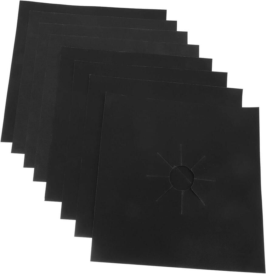 Beschermmat Gasfornuis Matten Fornuis Koken Schoonhouden Vlekken en Spetters 27x27 CM Zwart