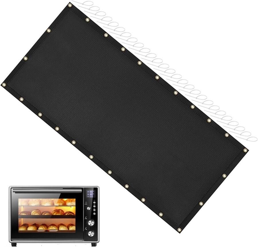 Beschermmat Grill Hittebestendig Kleed Buiten Koken Dubbelzijdig Gecoat 90 x 300 cm Zwart