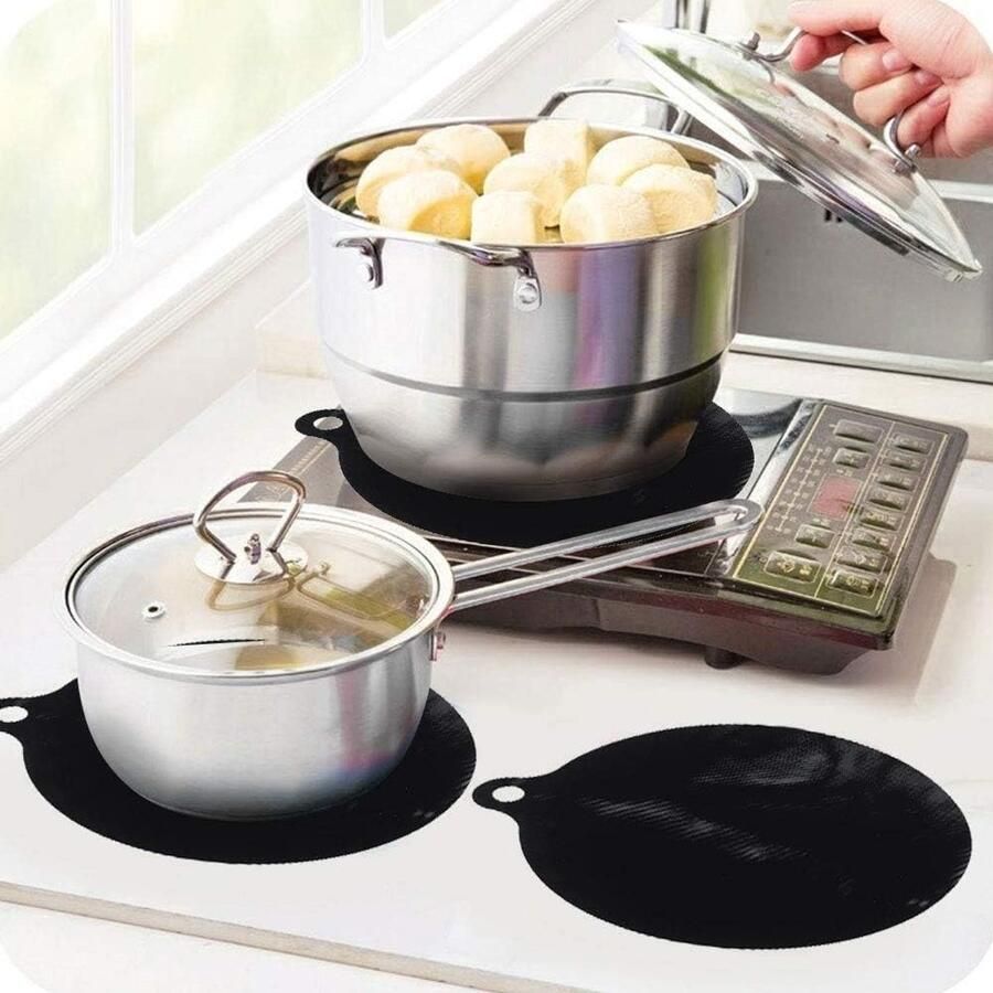 Beschermmat Inductie Kookplaat Mat Keuken Beschermen Warmte-isolerend 22 cm Rond Zwart