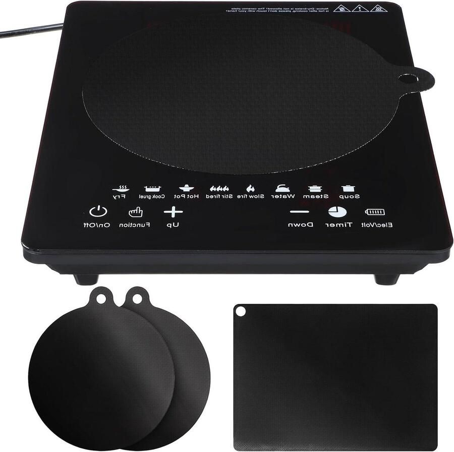 Beschermmat Inductie Kookplaatmat Koken Beschermen Hittebestendig Siliconen 4 Stuks Zwart