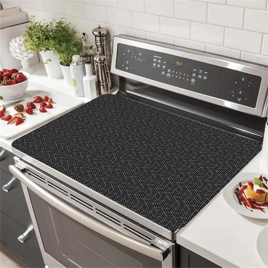 Beschermmat Inductie Kookplaatmat Siliconen Kookplaat Beschermen Hittebestendig Antislip 52 x 78 cm Zwart