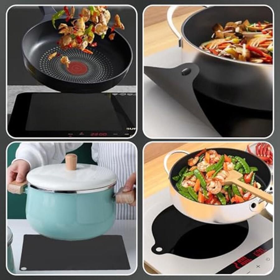 Beschermmat Kookplaat Silicone Mat Aanrecht Bescherming Hittebestendig Antislip 36x26cm Zwart